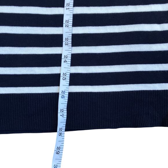 Anne Klein Sz 2X Nautical Striped Fine-knit Sweater W Gold Buttons Navy White - Picture 15 of 16
